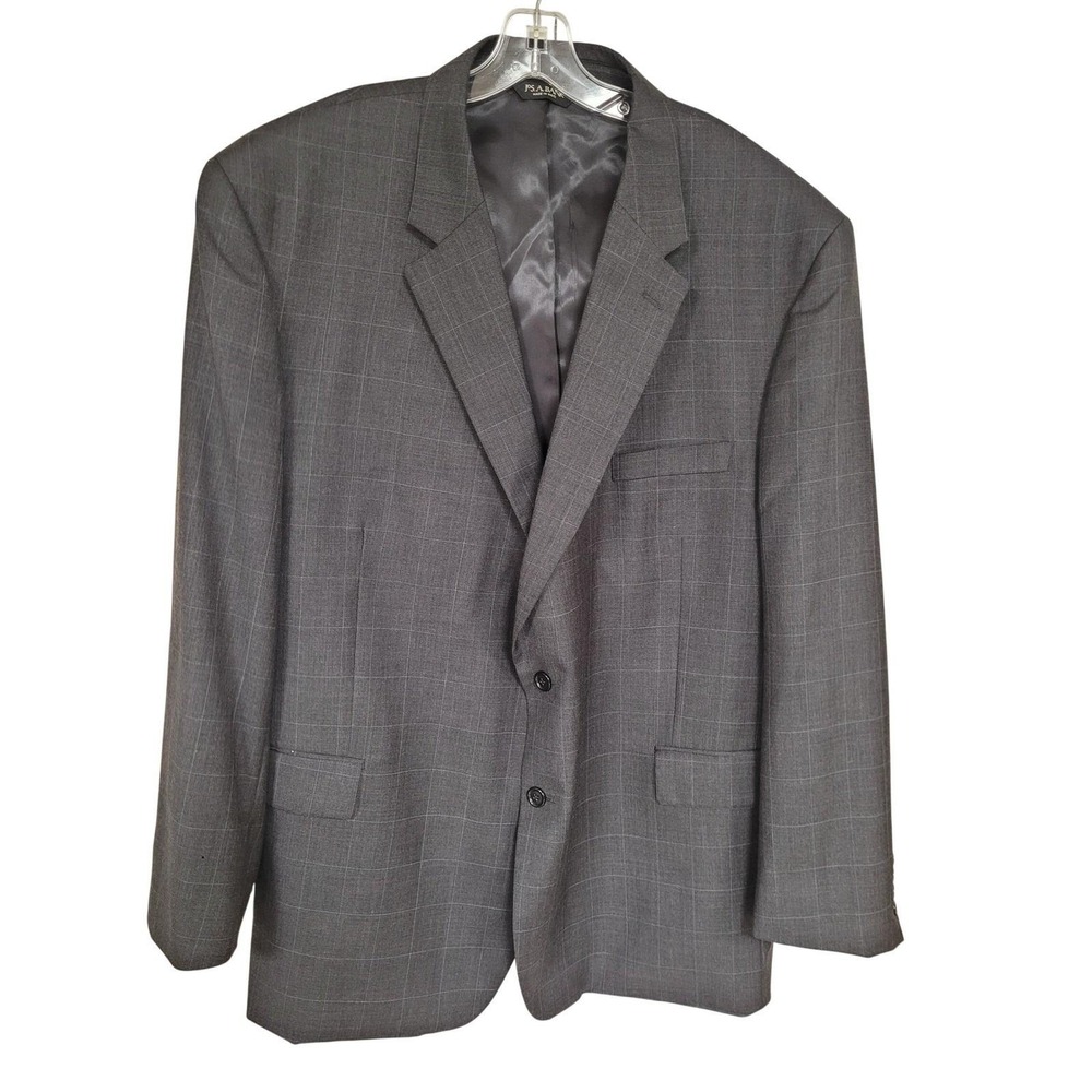 Jos A Bank Mens Gray Plaid 100% Wool Business Sport Coat Blazer Jacket Size 52R